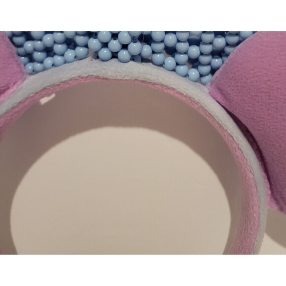 Disney Minnie Mouse Pink Ears Beaded Baby Blue Bow - Picture 7 of 9